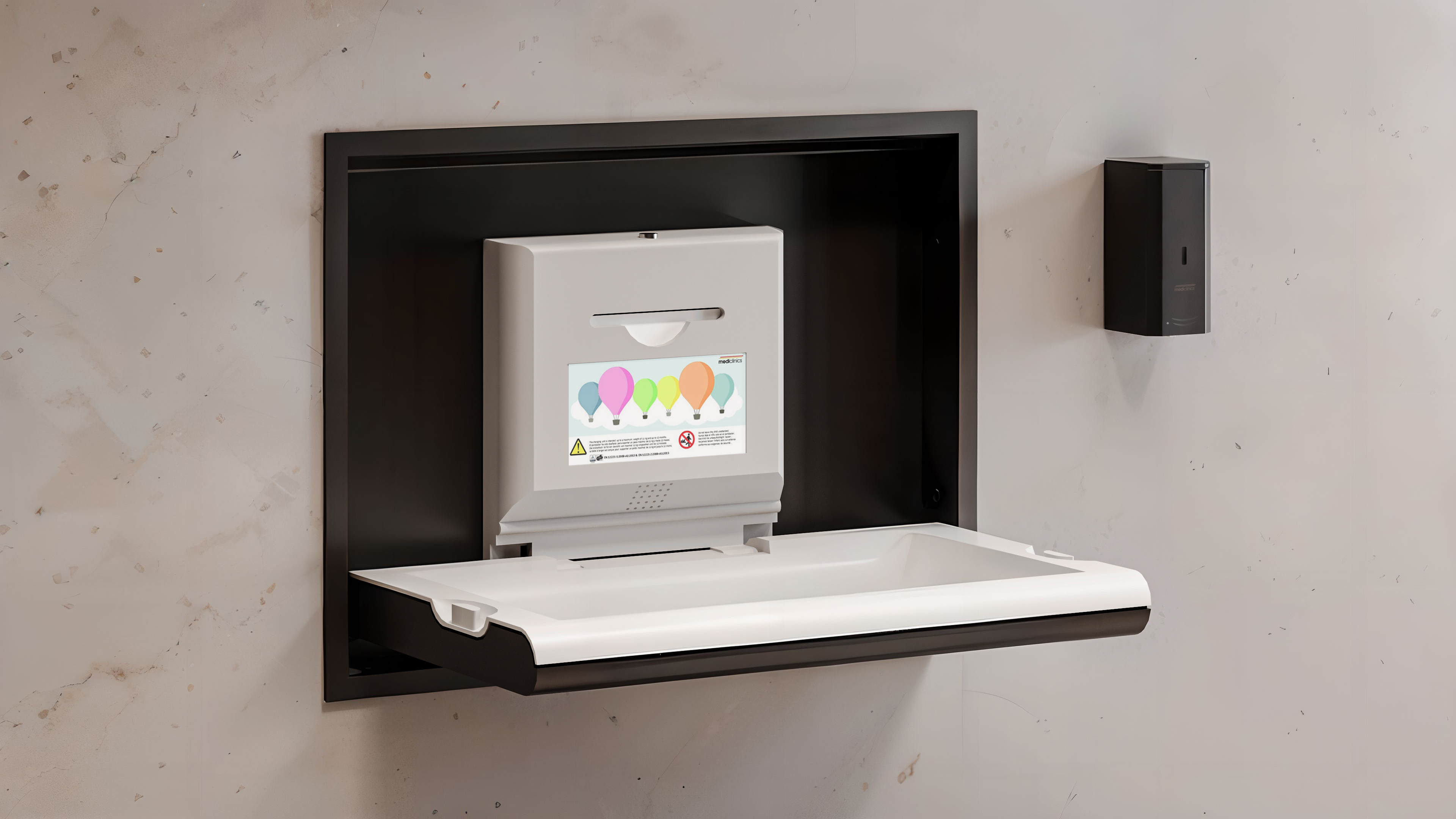 ADA compliant horizontal baby changing station